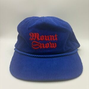 J. Crew Corduroy Royal Blue Mount Snow Embroidered Baseball Cap Adjustable Strap